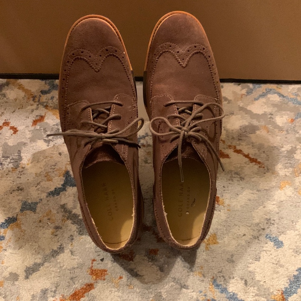 Mens Cole Haan Grand OS Oxford Brown Suede size 9.5 dress shoe